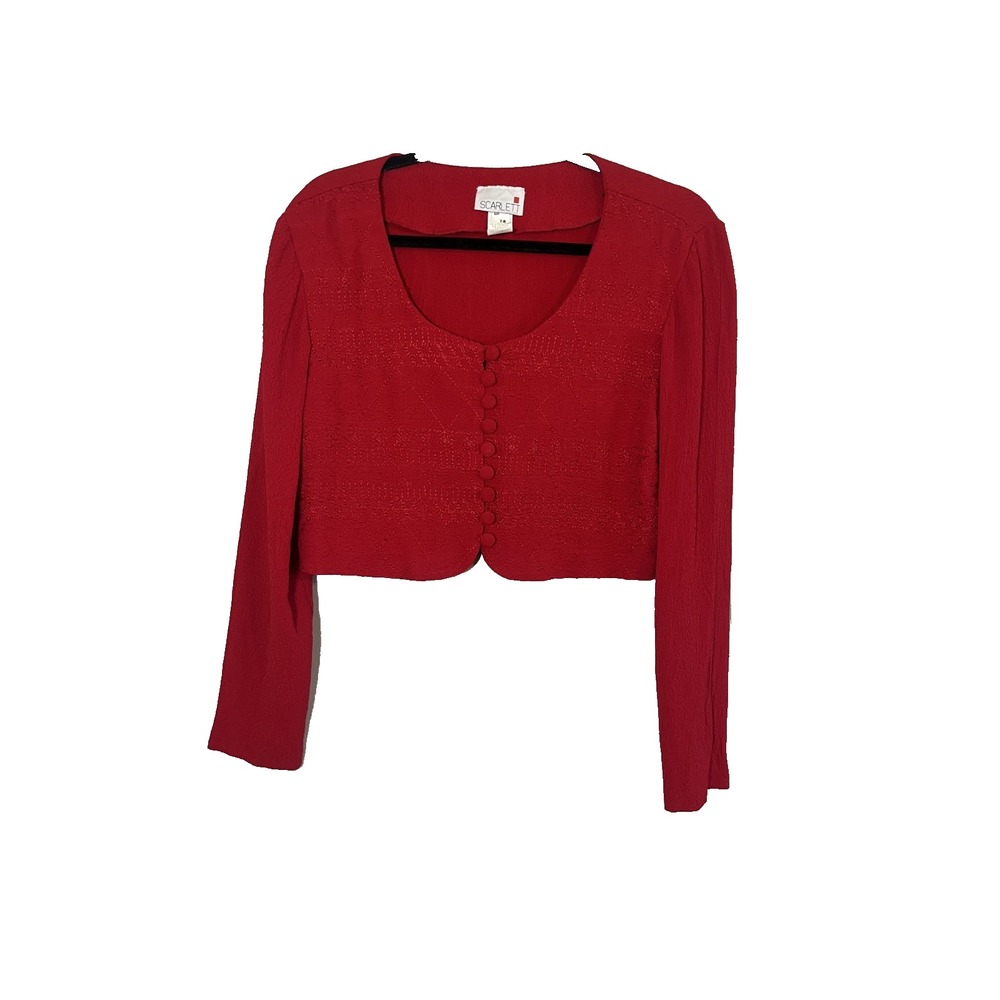 Retro Festive Crop Jacket Red 7 Holiday Classic Preppy Colorful 80s Romantic